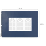 Outsunny Set of Two 3 x 3(m) Gazebo Frame Replacement Walls - Blue