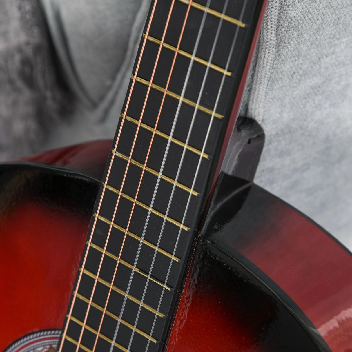 HOMCOM 36" 3/4 Beginner Acoustic Guitar Set, with Protective Case, Red