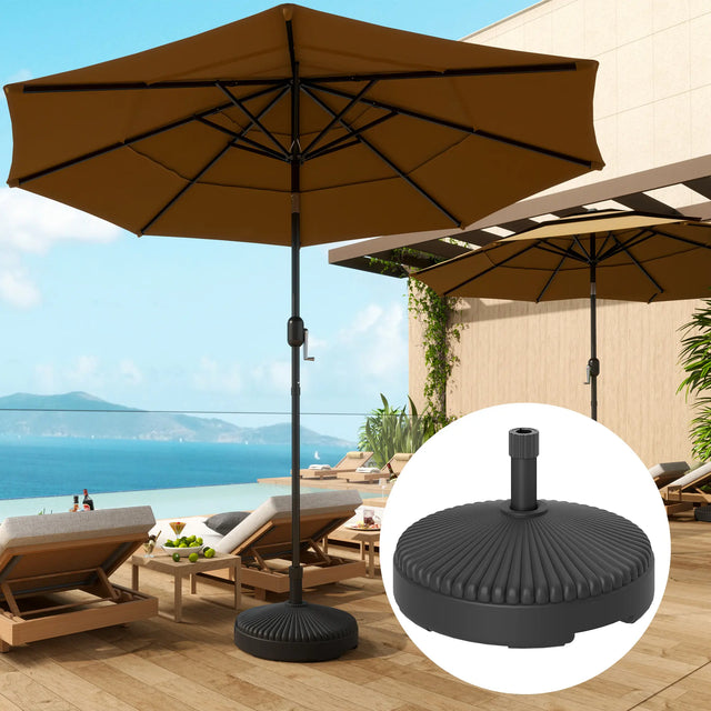 Outsunny Garden Parasol Base Holder, 28kg Sand Filled, 23kg Water Filled, Sun Umbrella Base, 55 x 30H cm Black