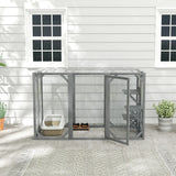 PawHut 71" Outdoor Wooden Cat House with Three Platforms, Large Door, Water-Resistant Roof, for Multiple Cats, Grey