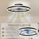HOMCOM Ceiling Fan with Light and Remote, LED Mount Ceiling Fan with 3 Colour Temperatures, 6 Speed, 50 cm, Black