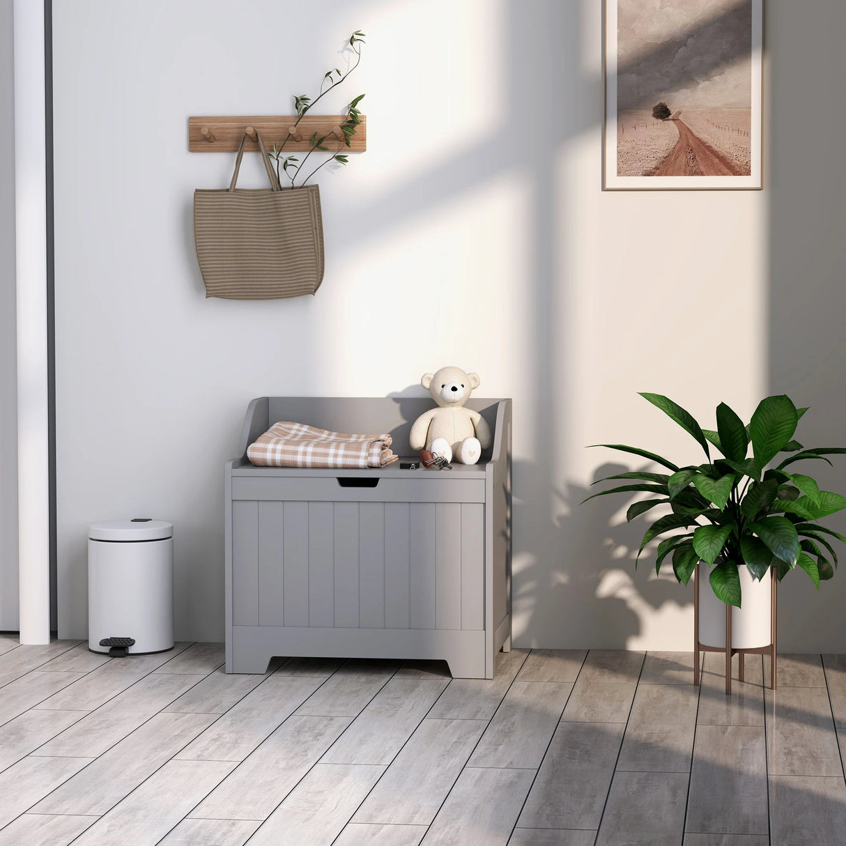 HOMCOM 61L Home Storage Chest - Grey