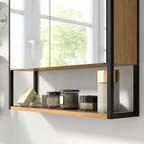 HOMCOM Bathroom Mirror Cabinet with Soft-Close Doors and Adjustable Shelf - Natural Wood Finish