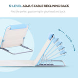 Outsunny Set of 2 Foldable Garden Beach Chair Mat, Lightweight Outdoor Sun Lounger Seats with Adjustable Back, Metal Frame, PE Fabric Head Pillow and Carry Bag, Cream White