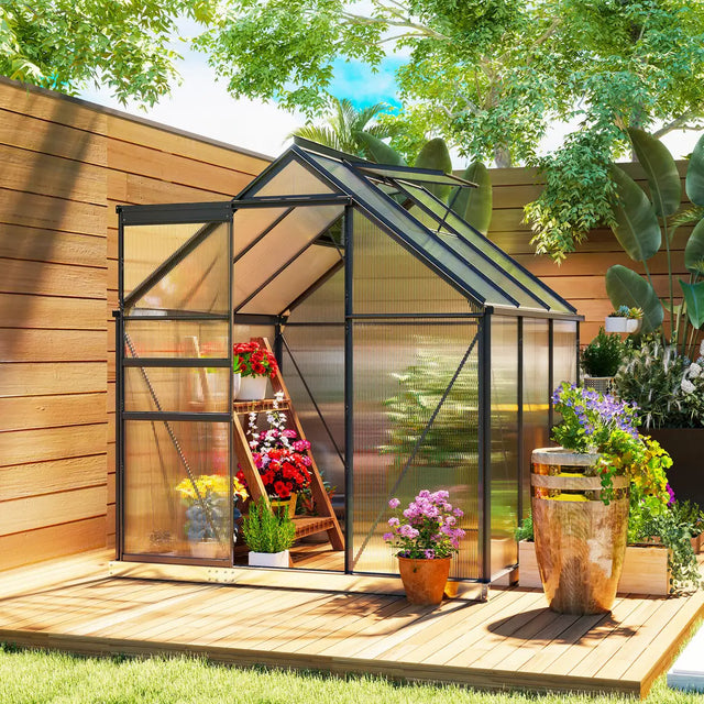 Outsunny 190 x 190cm Walk-In Polycarbonate Greenhouse