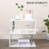 HOMCOM Wooden S Shape Cube Coffee Table 2 Tier Storage Shelves Organizer Office Bookcase Living Room End Desk Stand Display (White)