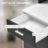 HOMCOM Computer Desk with Drawers and Storage Shelves, Office Desk Writing Table with Printer Stand, Large Workstation for Study Play Work Home Office, 137 x 55 x 92cm, Black and White