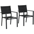 Outsunny Set of Two Aluminium Stacking Garden Chairs - Black