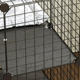 PawHut Indoor Cat Cage DIY Customizable 2-Tier Indoor Cat Enclosure with 2 Doors and Hammock 70 cm Black