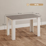 HOMCOM Dining Table for 4-6 People, Kitchen Table with Wood Effect for Dining Room, Grey