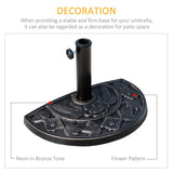 Outsunny 9kg Resin Half Round Parasol Base Umbrella Stand Garden Outdoor Accessories - Adjustable Coupler Suitable Umbrella Rod: Φ3.8cm, Φ4.8cm