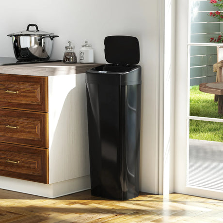 HOMCOM 50L Stainless Steel Sensor Bin - Black