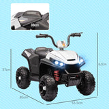 AIYAPLAY 12V Kids Electric Quad Bike w/ Spring Suspension System, Forward & Backward, LED Light, Music, MP3, White