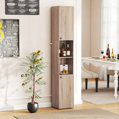 HOMCOM 6-Tier Tall Bathroom Cabinet - Natural