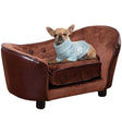 PawHut Dog Sofa Chair with Legs, Pet Couch with Soft Cushion for Extra Small Dogs Cats, Brown, 68.5 x 40.5 x 40.5 cm