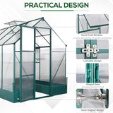 Outsunny 6x8 FT Polycarbonate Greenhouse with Base and Raised Bed, Walk-in Greenhouse with Aluminium Frame, Temperature Controlled Window, Foundation for Plants, Flowers, Vegetable