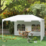 Outsunny 3 x 4 m Garden Gazebo Shelter Marquee Party Tent with 2 Sidewalls for Patio Yard Outdoor - White