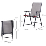 Outsunny Set of Six Folding Garden Chairs - Grey