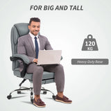 HOMCOM Faux Leather Reclining Office Chair, with Footrest - Grey