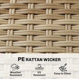 Outsunny 4 Seater Rattan Dining Set with Parasol, 6 Piece Garden Table and Stackable Chairs with Tempered Glass Tabletop