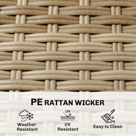 Outsunny 4 Seater Rattan Dining Set with Parasol, 6 Piece Garden Table and Stackable Chairs with Tempered Glass Tabletop