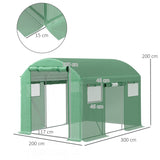 Outsunny 9.8 x 6.6ft Walk-In Polytunnel Greenhouse - Green