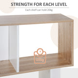 HOMCOM Bookcase, S-Shaped Wooden Bookshelf, 5/6 Tiers Freestanding Storage Shelf, Home Office Decorative Display Stand Rack, Oak and White, 24D x 60W x 184.5H