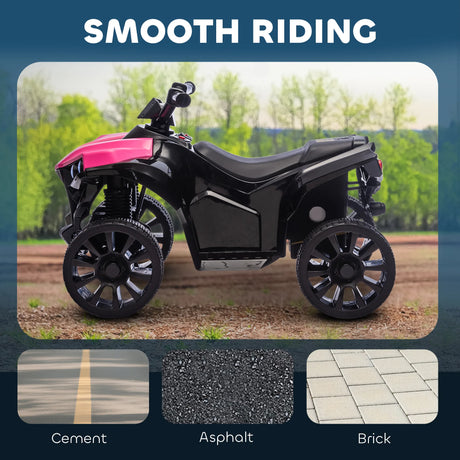 AIYAPLAY 6V Kids ATV, 4 Wheeler Electric Ride on Car with Music and LED Headlights, for Ages 3-8 Years Boys and Girls, Pink