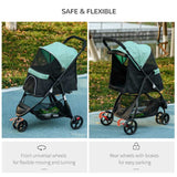 PawHut Foldable Pet Stroller w/ Rain Cover, for XS Dogs, S Dogs - Green