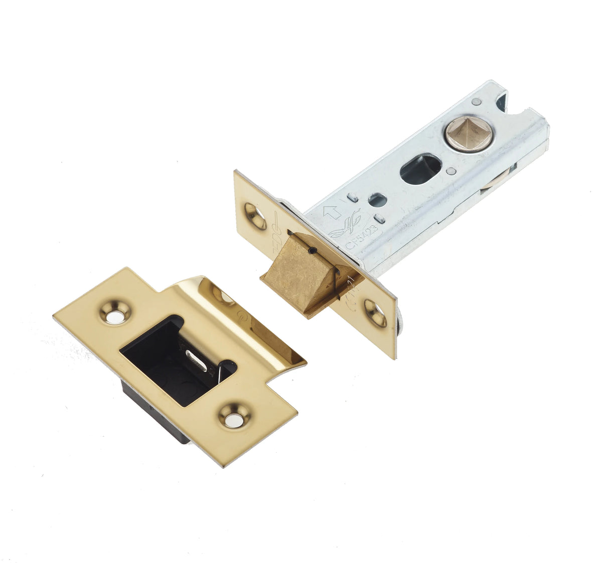 Jedo Heavy Duty Tubular Latches - 45 Degree Short Travel 76mm Brass Finish