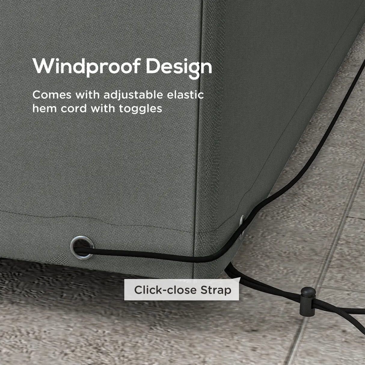 Outsunny Outdoor Garden Furniture Cover Waterproof, Anti-UV 600D Heavy Duty Oxford Fabric Patio Furniture Cover for Rectangular Sofa Table Set, Dark Grey, 245 x 165 x 66 cm