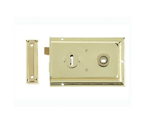 Reversible Rim Lock 152x102mm Electro Brassed