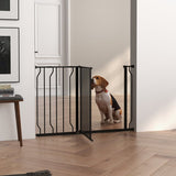 PawHut Wide Dog Safety Gate, with Door Pressure, for Doorways, Hallways, Staircases - Black