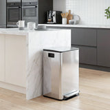 HOMCOM 40L Dual Compartment Stainless Steel Bin, with Deodoriser Holders - Silver Tone