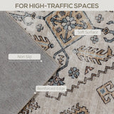 HOMCOM Vintage Area Rug, Non-Slip Washable Rug, Flannel Floor Carpet for Living Room, Bedroom, Dining Room, Home Office, 290 x 200 cm, Beige
