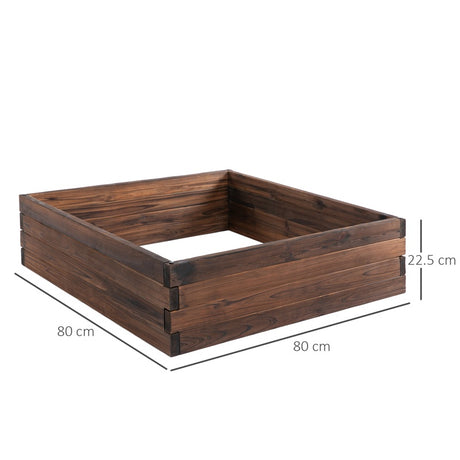 Outsunny 128L Wooden Raised Beds for Garden Planter Grow Containers For Outdoor Patio Plant Flower Vegetable 80L x 80W x 22.5H cm