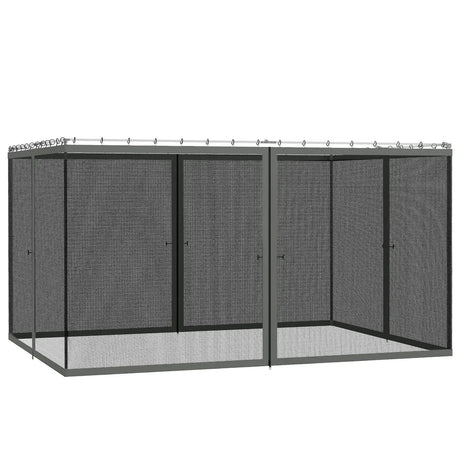 Outsunny 352 x 207cm Universal Replacement Mesh Sidewall Netting for Patio Gazebos and Canopy Tents, (Sidewall Only) Dark Grey
