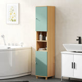 HOMCOM Bathroom Cabinet with Adjustable Shelves and Open Shelves - Green