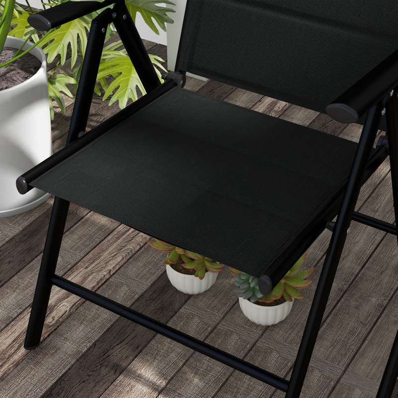 Outsunny Set of Two Padded Garden Chairs - Black