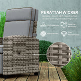 Outsunny 145 Reclining Rattan Armchair, with Footrest - Mixed Grey/Grey