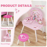 AIYAPLAY Kids Dressing Table with Mirror and Stool, Girls Vanity Set for Kids Room, Bedroom, Nursery, for Ages 36 Years, Pink