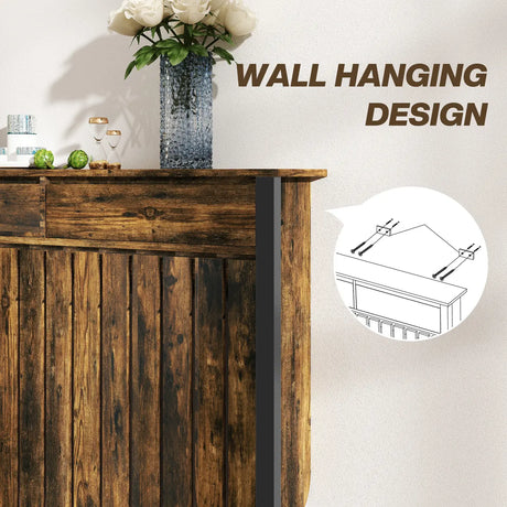 HOMCOM 93 x 119cm Rustic-Look Radiator Cover - Brown/Black