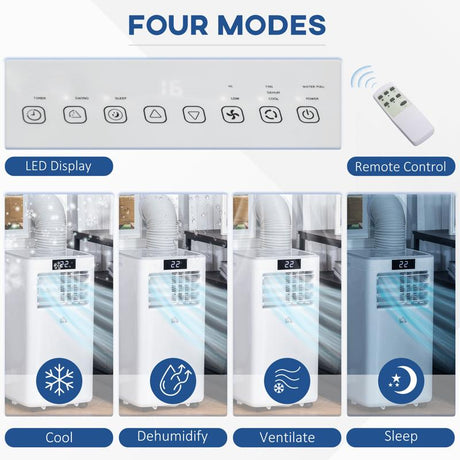 HOMCOM 8000 BTU Air Conditioning Unit, 3-in-1 Portable Air Conditioner, Dehumidifier, Cooling Fan with Remote Control, Digital Display, 2 Speeds, 24H Timer, Window Venting Kit, 18m²