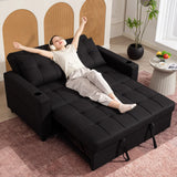 HOMCOM Two-Seater Pull-Out Sofa Bed - Black
