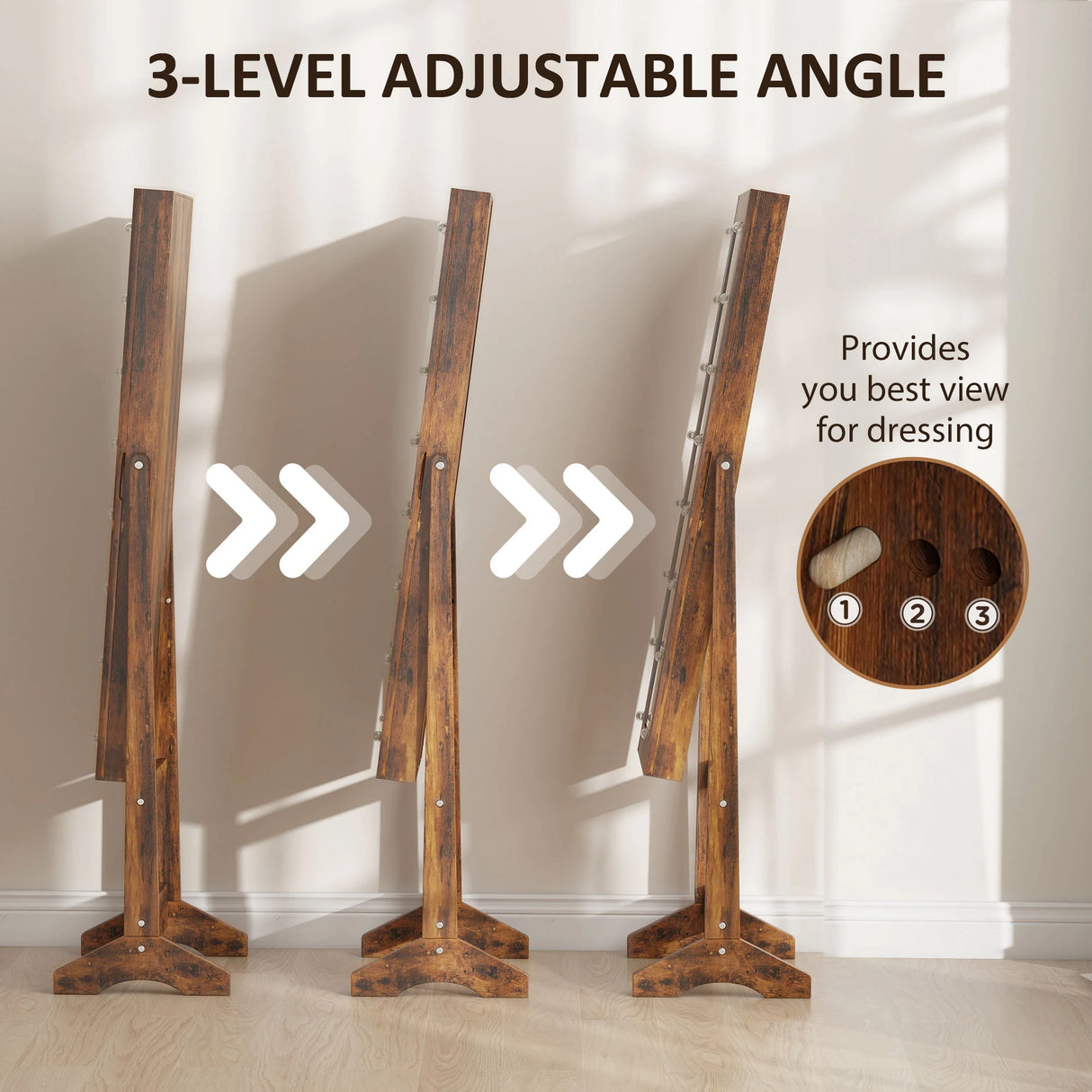 HOMCOM Freestanding Mirrored Jewellery Storage Cabinet - Wood-Effect