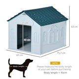 PawHut Plastic Weather-Resistant Dog House, for Indoors and Outdoors, Medium Dogs - White and Blue