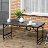 Outsunny Foldable Patio Dining Table for 4, Height Adjustable Outdoor Table for Garden, Lawn, Dark Grey