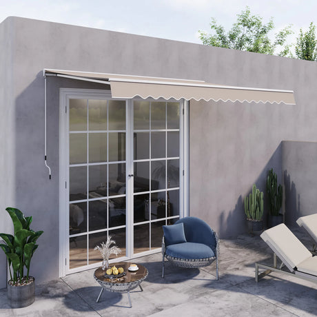 Outsunny 2.95Lx2.5M  Retractable Manual/Electric Awning-Cream White/White