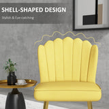 Set of 2 Velvet-Feel Shell Accent Chair - Yellow