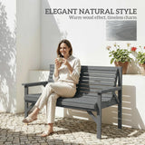Outsunny 2 Seater Wooden Garden Bench, Slatted Patio Bench with Armrest and Backrest, Outdoor Furniture for Indoor, Balcony